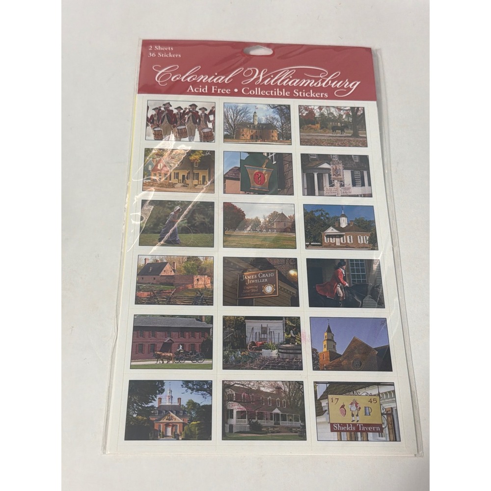 Colonial Williamsburg Collectible Stickers 2 Sheets 36 Acid Free Photos 1210965